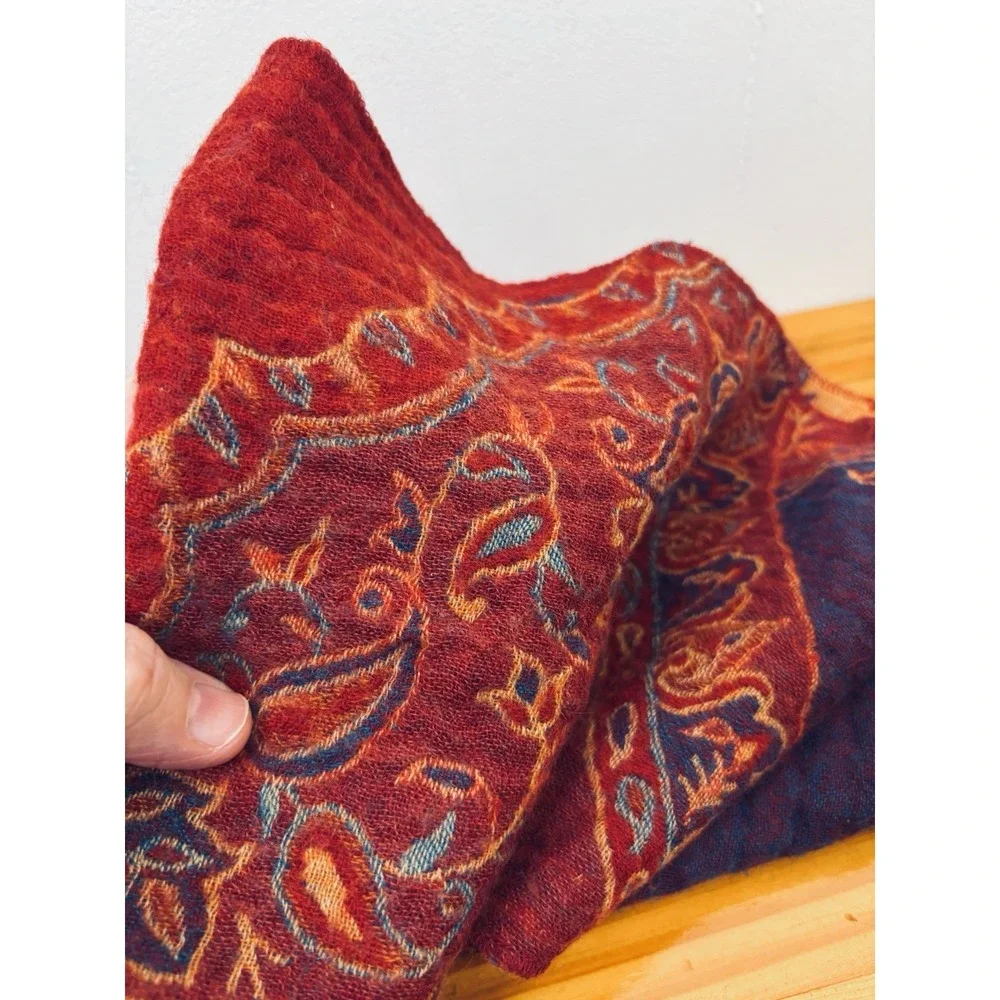 Wool Felted Scarf 100% Wool Vibrant Colored Paisley Made in‎ India 60